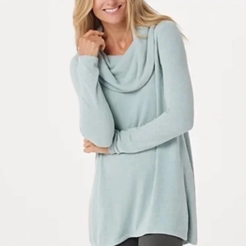 Barefoot Dreams cozy chic ultra lite cowl neck tunic in aqua mist 2X NWT
